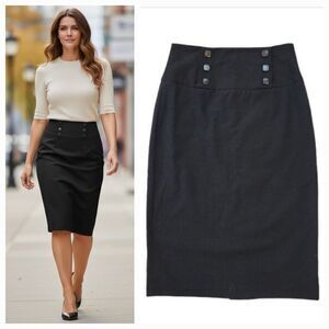 Vintage Y2K A. Byer Knee Length Pencil Skirt in Black Modern Size Small